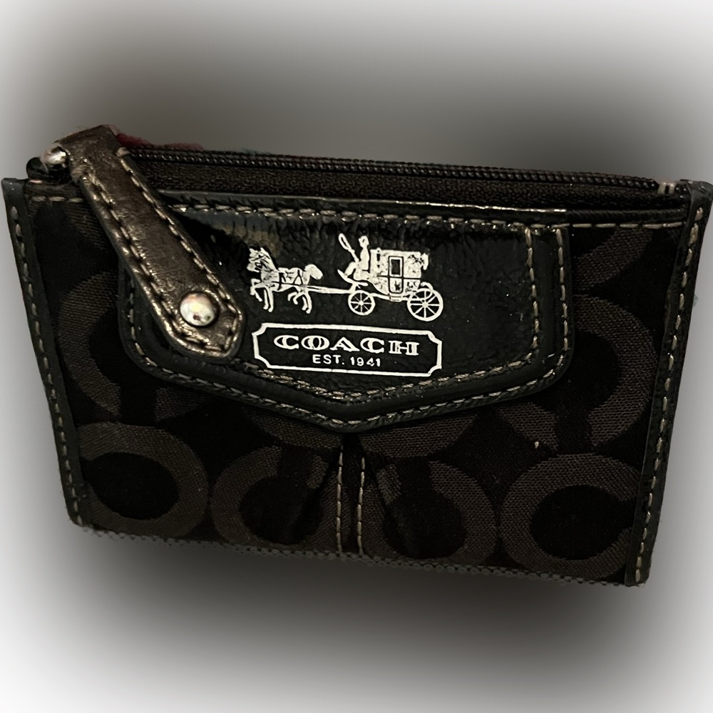 COACH canvas and leather cardholder with Zipper